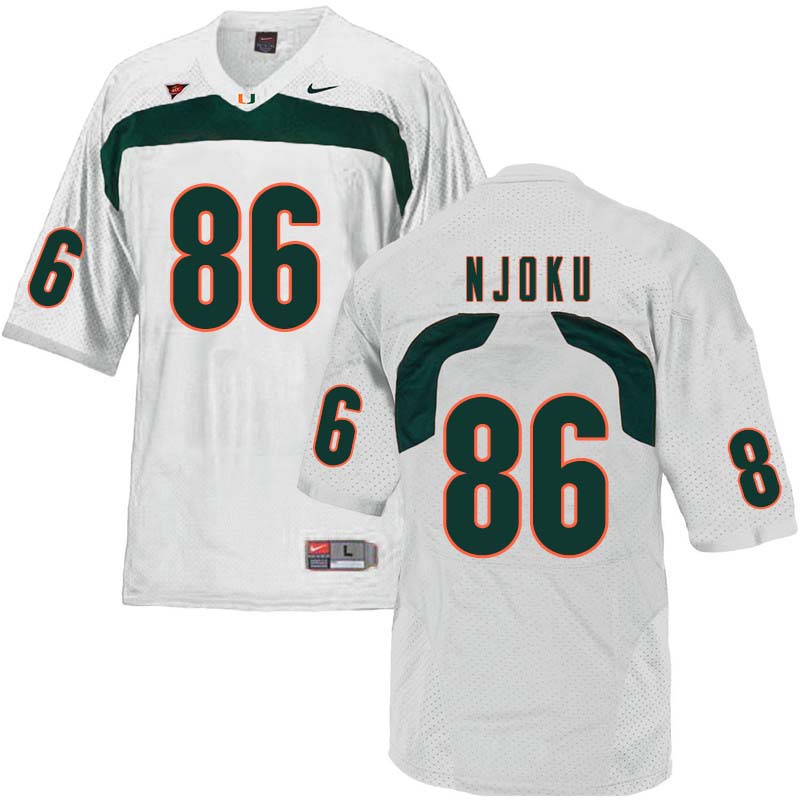 Nike Miami Hurricanes #86 David Njoku College Football Jerseys Sale-White - Click Image to Close